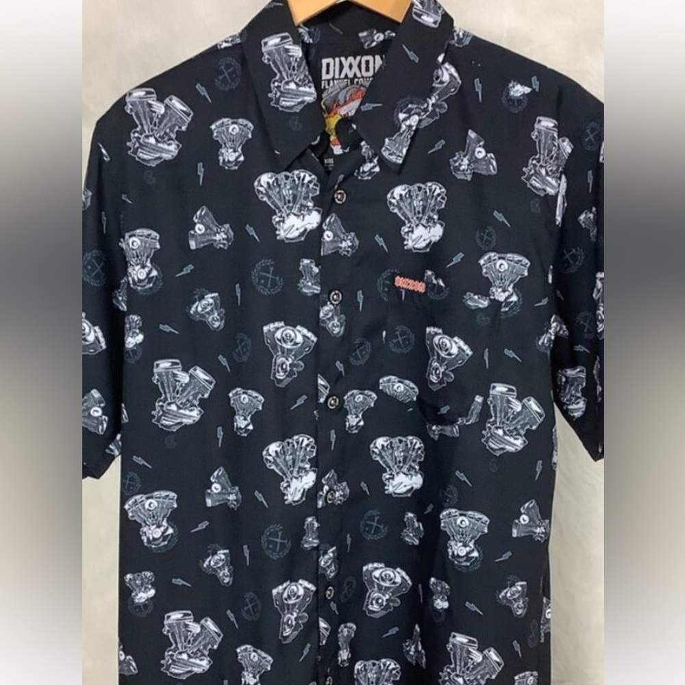 Dixxon The Moco Lightning Motorcycle Engines Button Front Shirt - Picture 2 of 4